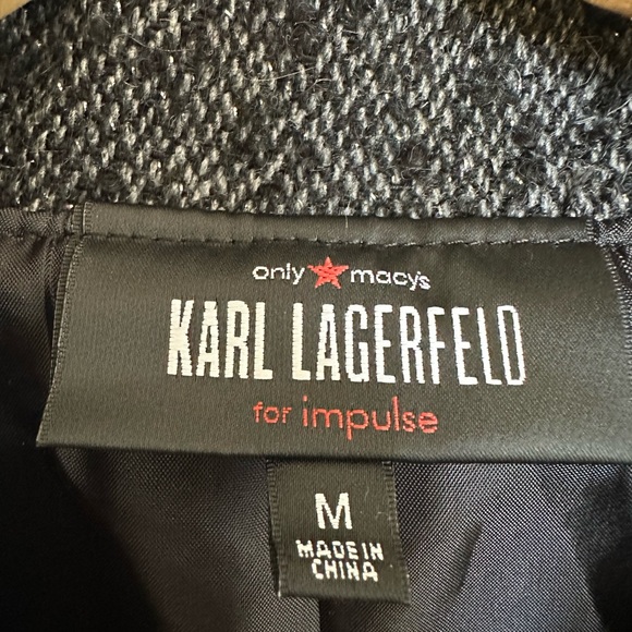 Karl Lagerfeld for Macy's Metallic Tweed Dress Zip Front Gray w/ Epaulets Size M - Picture 12 of 16